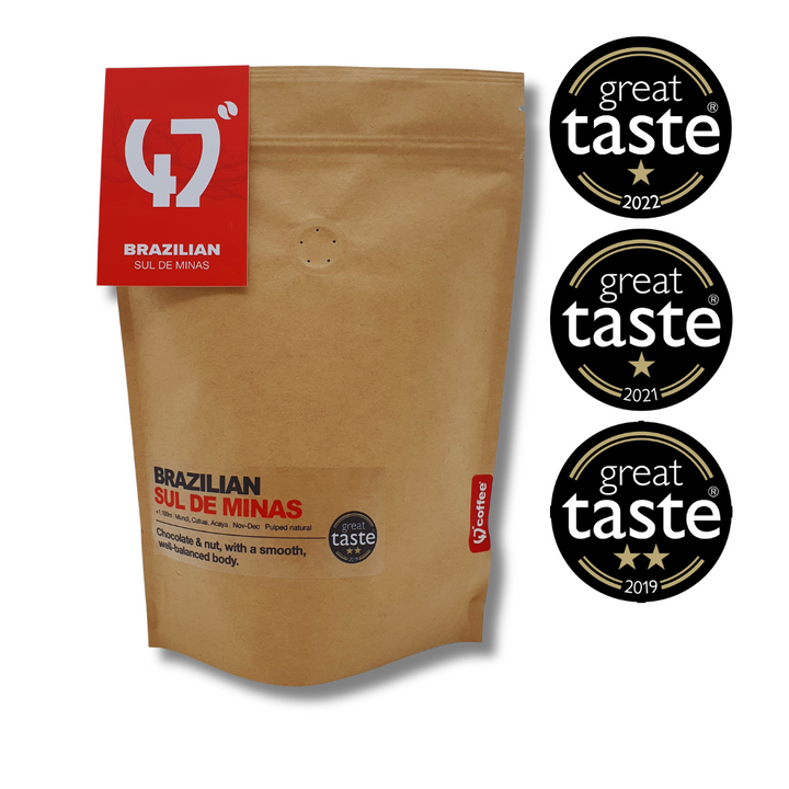 Brazilian Sul de Minas Coffee – 2-Star Award-Winner | Free Delivery from 47 Degrees Coffee